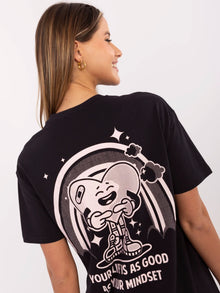 SUBLEVEL Grafitowy bawełniany t-shirt z nadrukiem