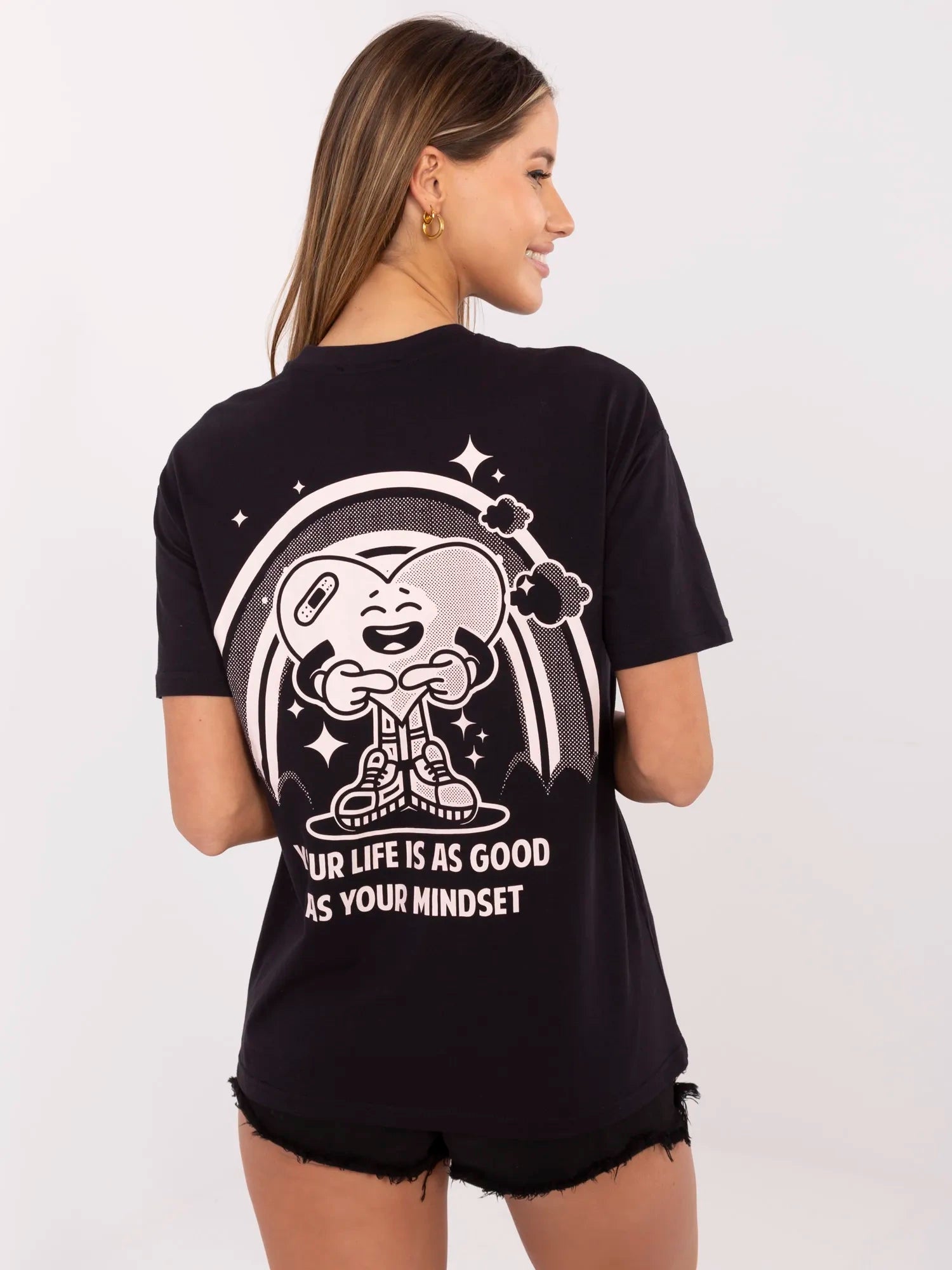 SUBLEVEL Grafitowy bawełniany t-shirt z nadrukiem