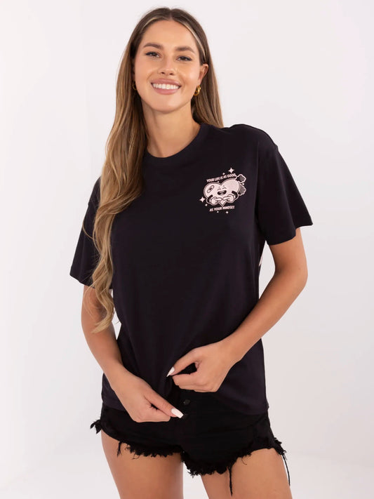 SUBLEVEL Grafitowy bawełniany t-shirt z nadrukiem