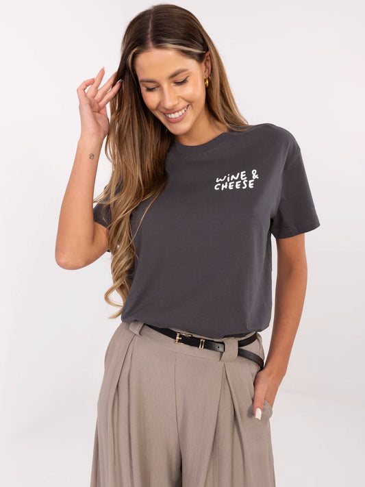 SUBLEVEL Grafitowy damski t-shirt z bawełny