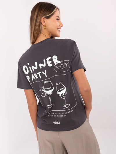 SUBLEVEL Grafitowy damski t-shirt z bawełny