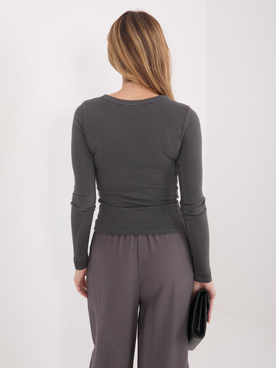 Grafitowy longsleeve z okrągłym dekoltem