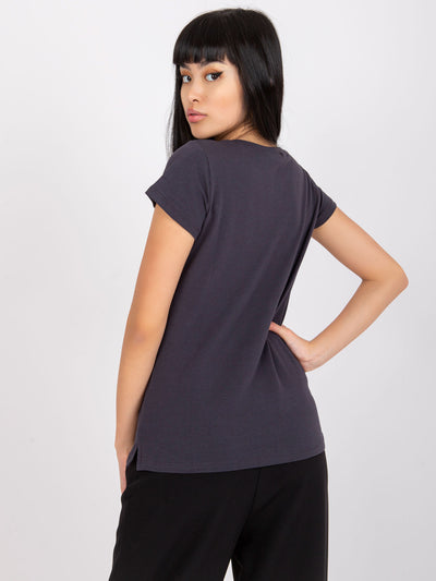 T-shirt w serek grafitowy