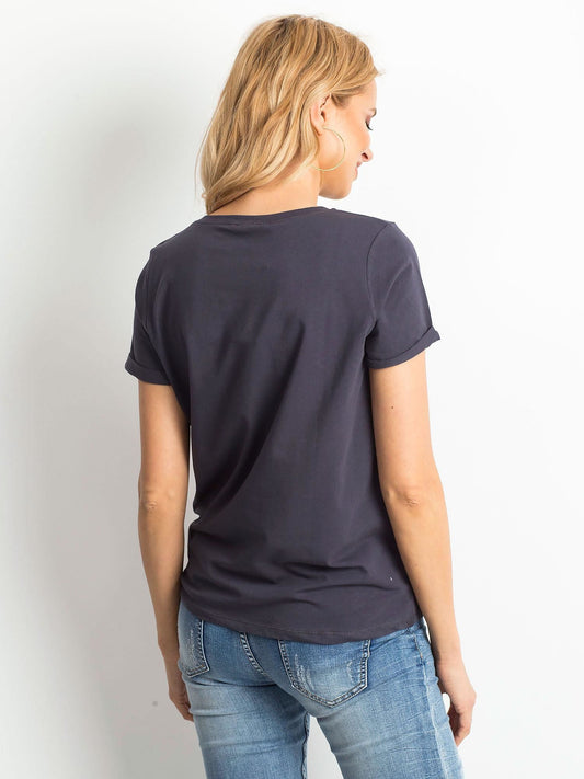 Bawełniany t-shirt damski basic grafitowy