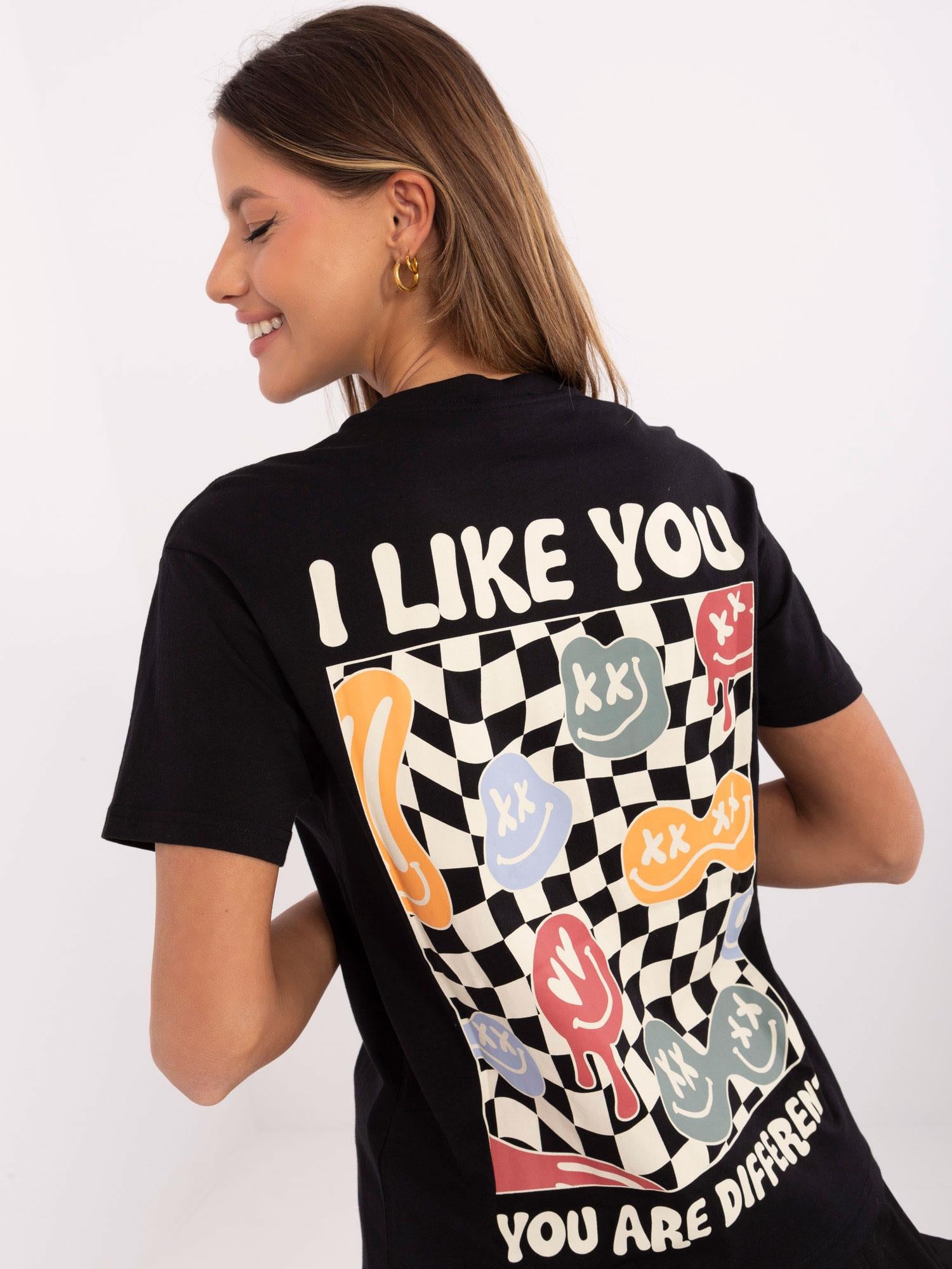 SUBLEVEL Grafitowy damski t-shirt z napisami