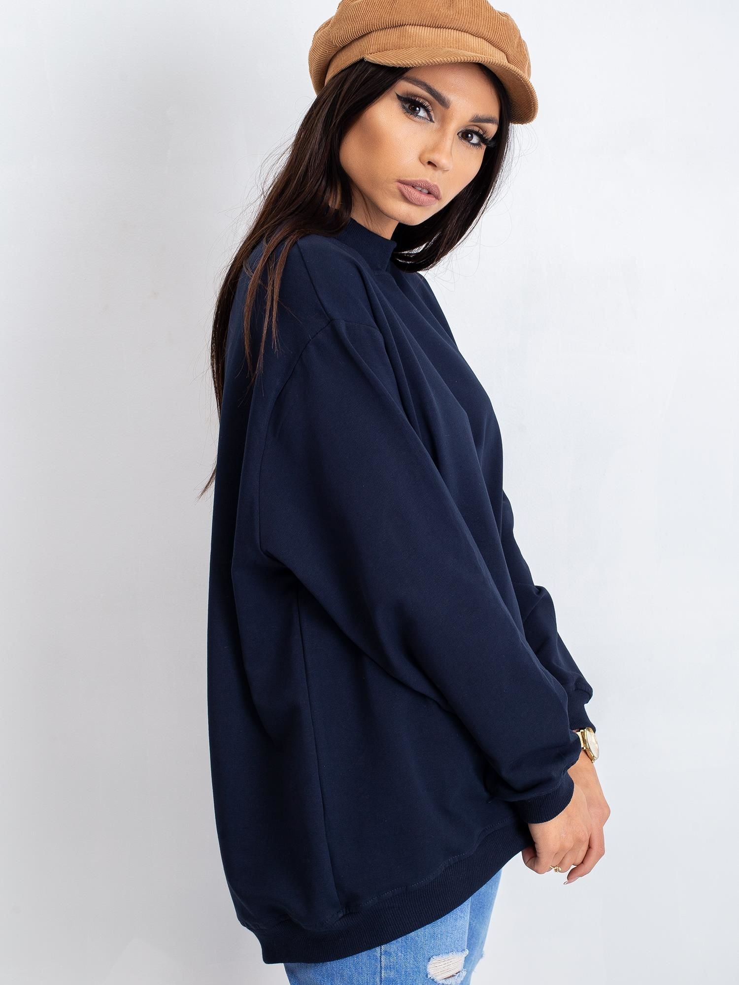 Granatowa bawełniana bluza basic