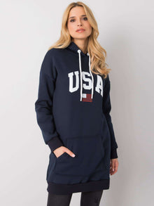RUE PARIS Granatowa bluza damska z nadrukiem