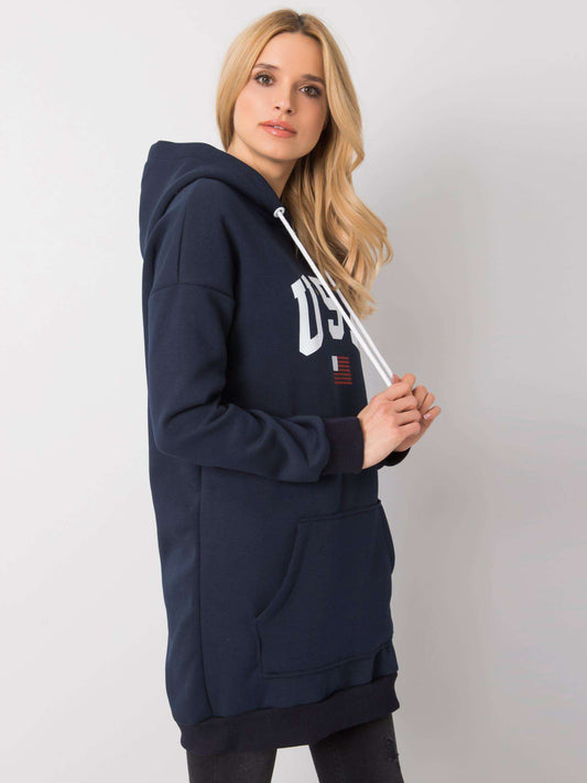 RUE PARIS Granatowa bluza damska z nadrukiem