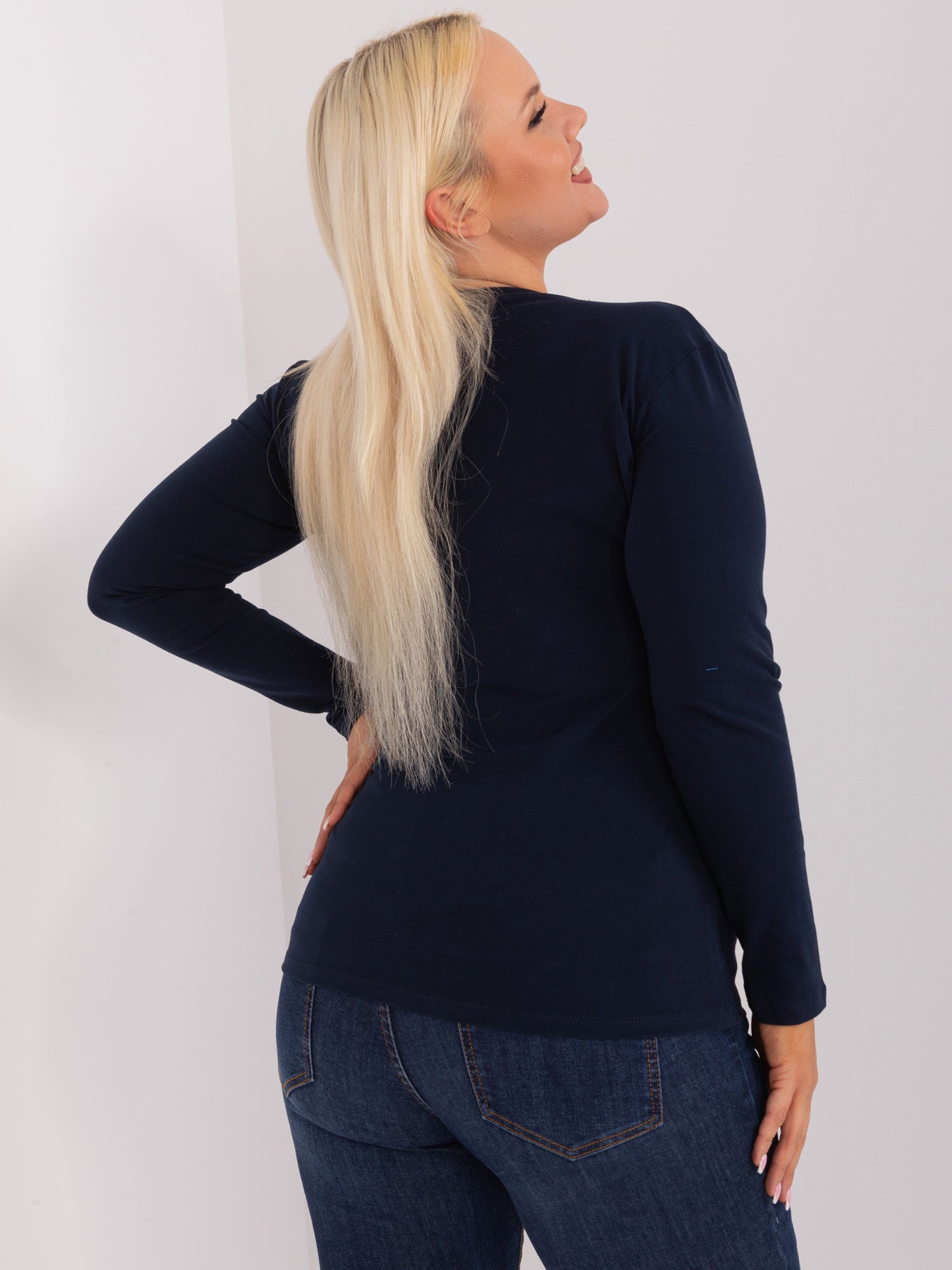 Granatowa bawełniana bluzka plus size