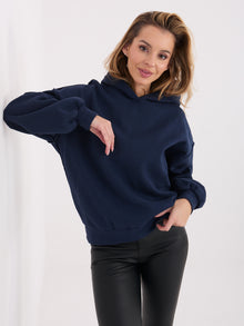Granatowa damska bluza oversize z kapturem
