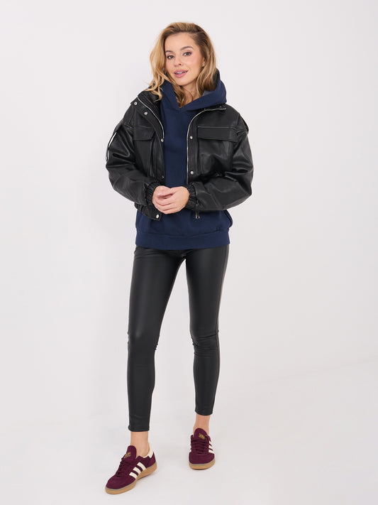 Granatowa damska bluza oversize z kapturem