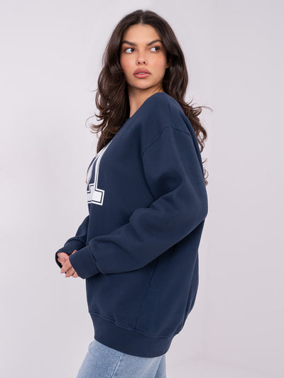 Granatowa damska bluza oversize z ociepleniem
