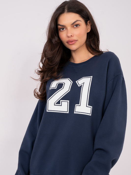 Granatowa damska bluza oversize z ociepleniem
