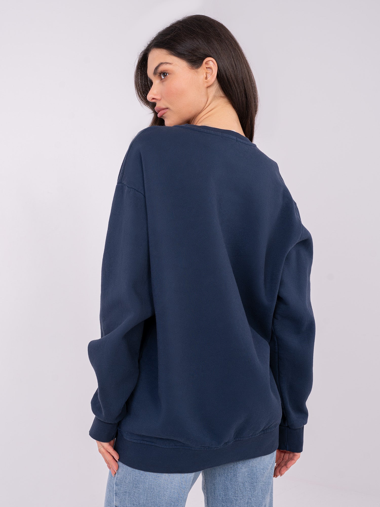 Granatowa damska bluza oversize z ociepleniem