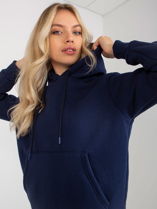 Granatowa dresowa bluza basic z kapturem RUE PARIS