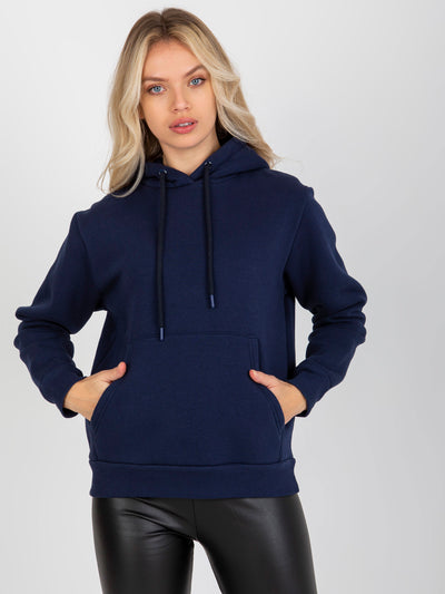 Granatowa dresowa bluza basic z kapturem RUE PARIS