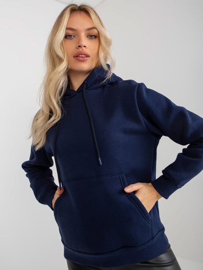 Granatowa dresowa bluza basic z kapturem RUE PARIS