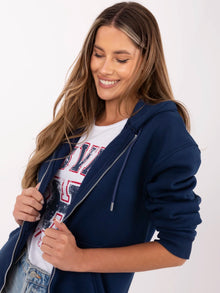 Granatowa rozpinana bluza oversize z kapturem