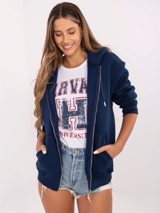 Granatowa rozpinana bluza oversize z kapturem