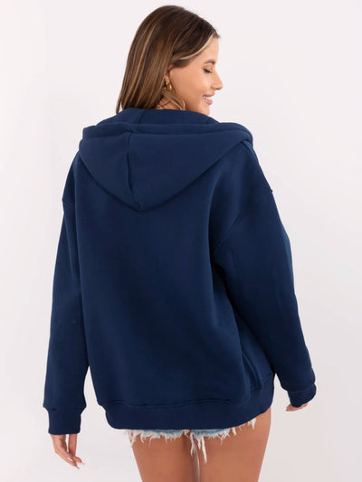 Granatowa rozpinana bluza oversize z kapturem