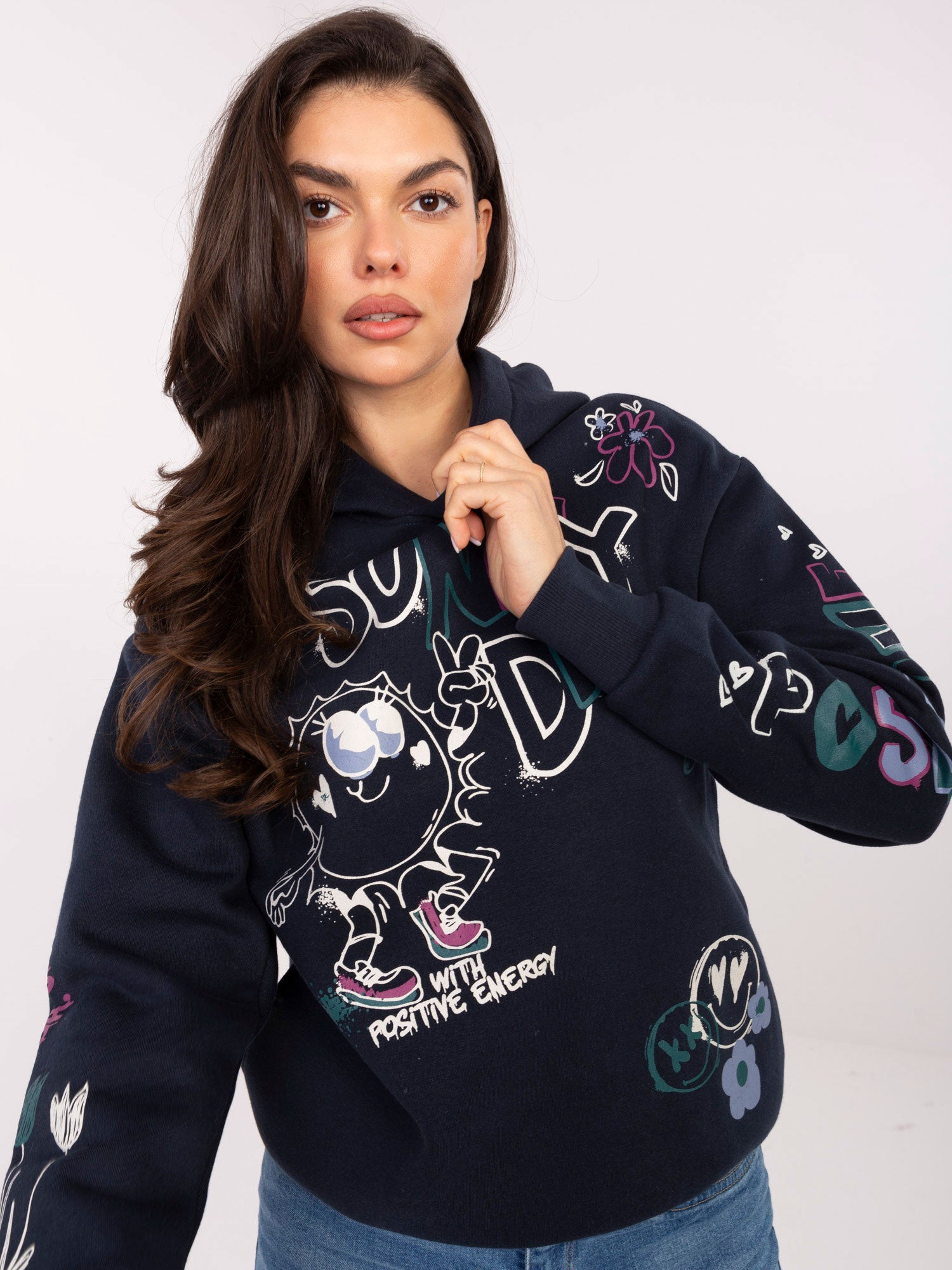 SUBLEVEL Granatowa bluza z napisami