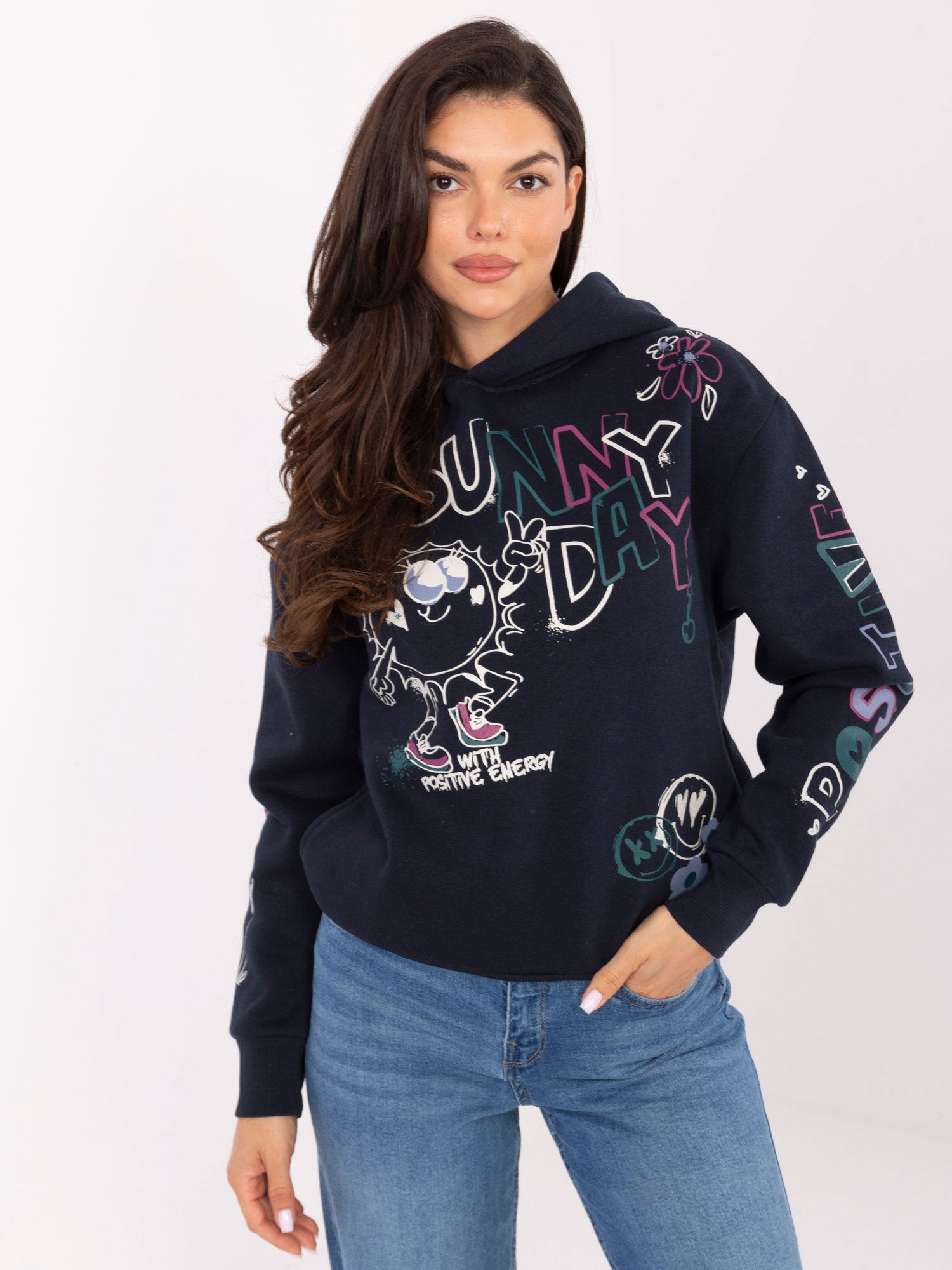 SUBLEVEL Granatowa bluza z napisami