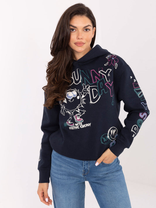 SUBLEVEL Granatowa bluza z napisami