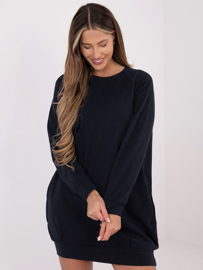 BASIC FEEL GOOD Granatowa dresowa sukienka z kieszeniami