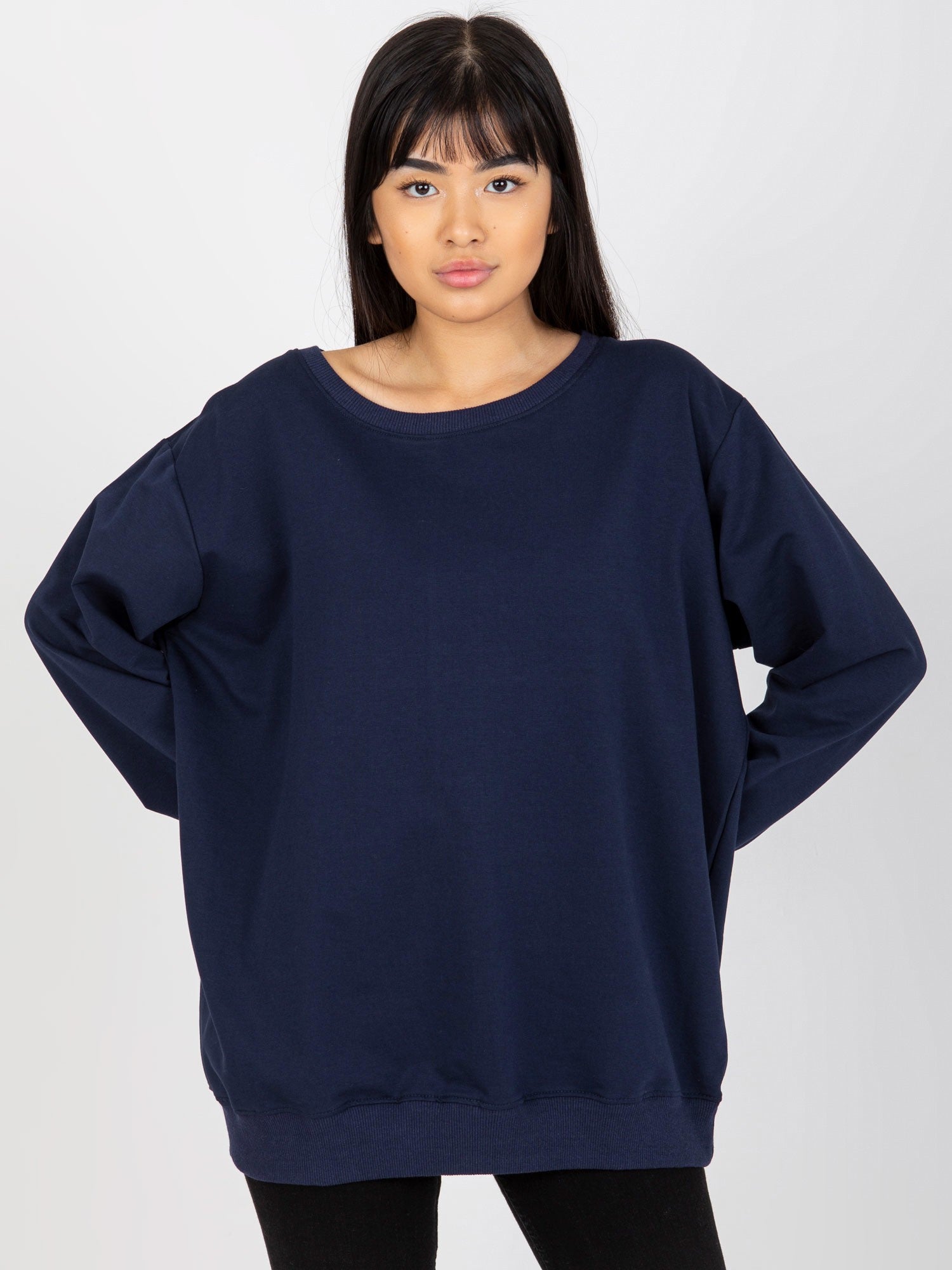 Granatowa gładka bluza bez kaptura oversize