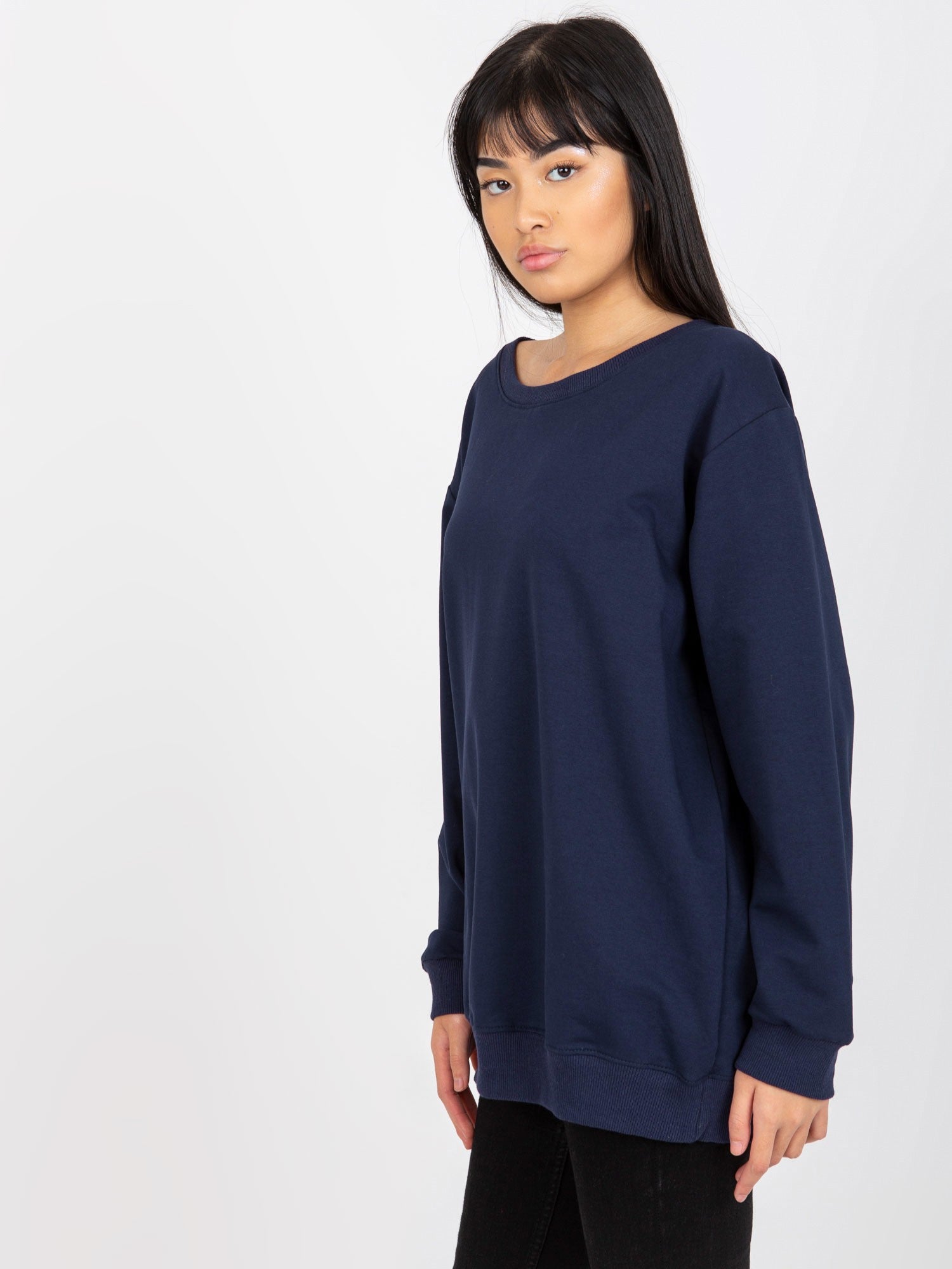 Granatowa gładka bluza bez kaptura oversize