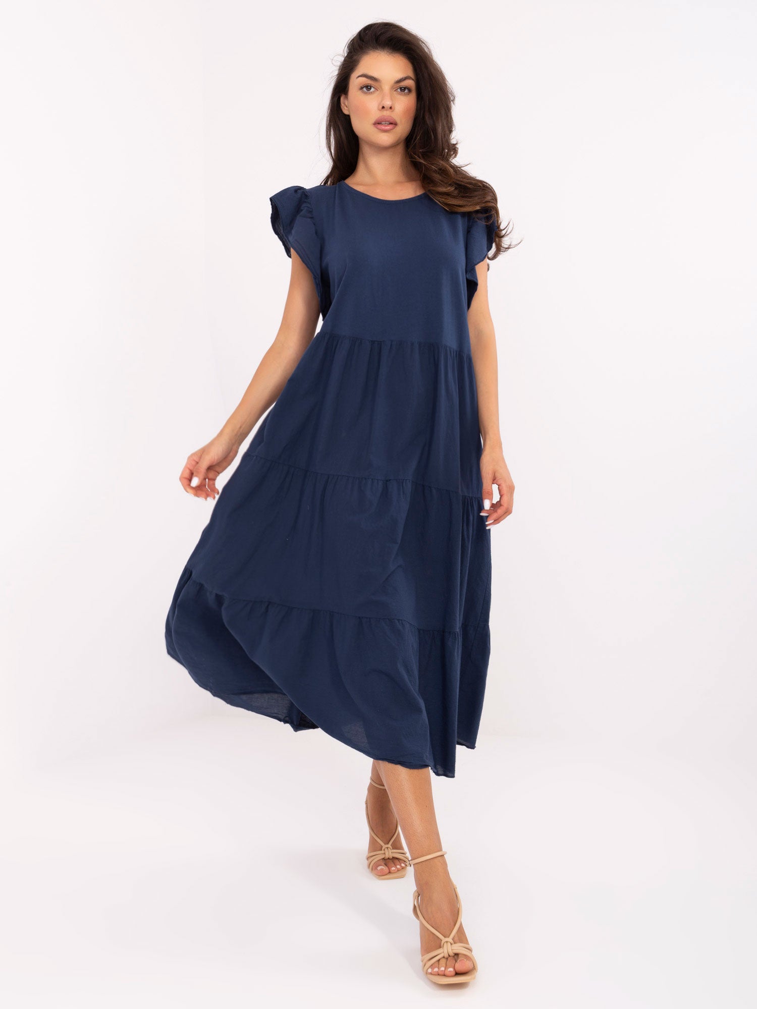 OCH BELLA Granatowa letnia sukienka oversize