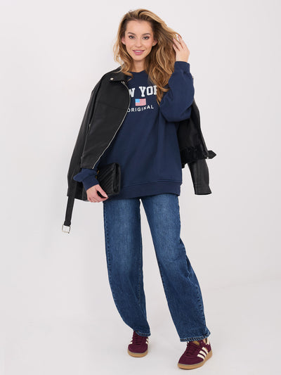 Granatowa dresowa bluza z napisem New York