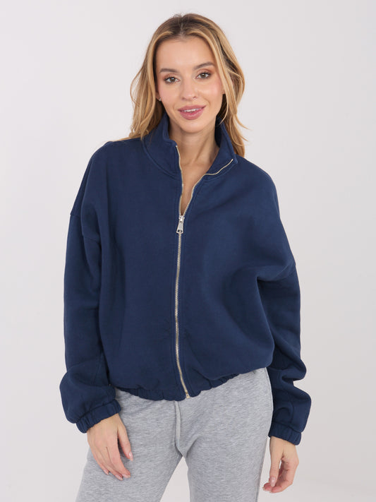 Granatowa ocieplana bluza basic ze stójką