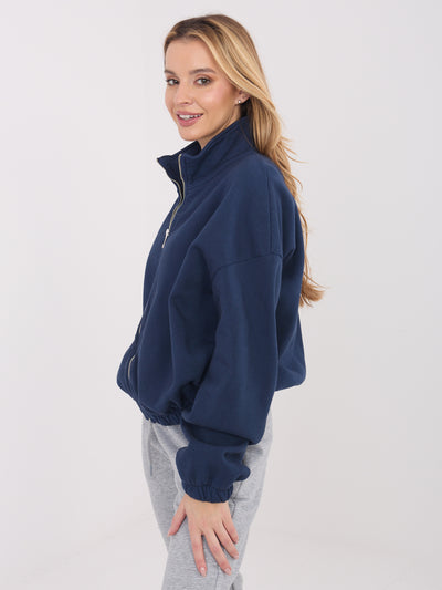 Granatowa ocieplana bluza basic ze stójką
