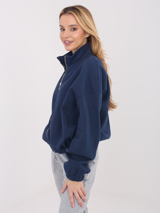 Granatowa ocieplana bluza basic ze stójką
