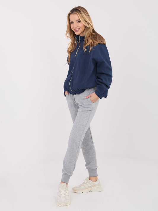 Granatowa ocieplana bluza basic ze stójką