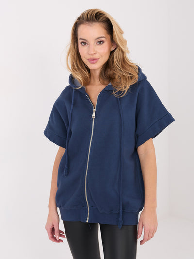 Granatowa dresowa bluza basic z krótkim rękawem