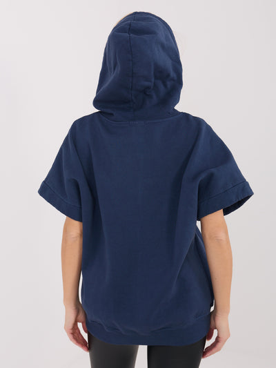 Granatowa dresowa bluza basic z krótkim rękawem
