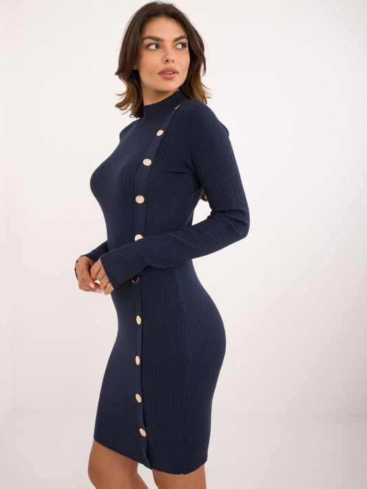 Granatowa sukienka dzianinowa do kolana