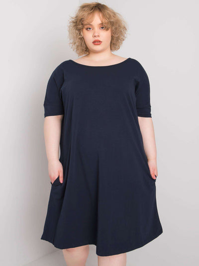 Granatowa luźna sukienka plus size