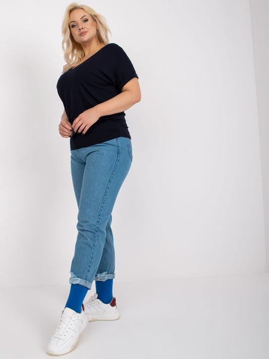 Granatowa wiskozowa bluzka plus size na co dzień