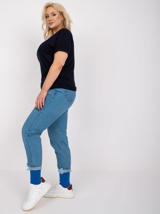 Granatowa wiskozowa bluzka plus size na co dzień