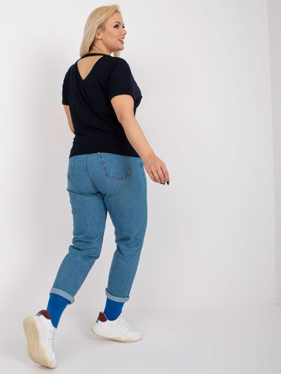 Granatowa wiskozowa bluzka plus size na co dzień