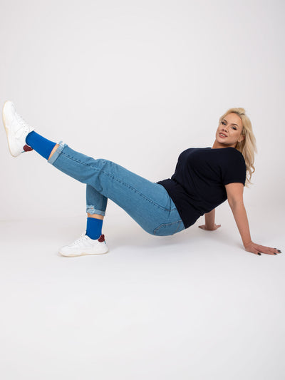 Granatowa wiskozowa bluzka plus size na co dzień
