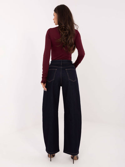 Granatowe damskie jeansy baloon fit