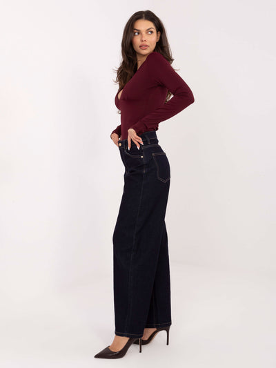 Granatowe damskie jeansy baloon fit