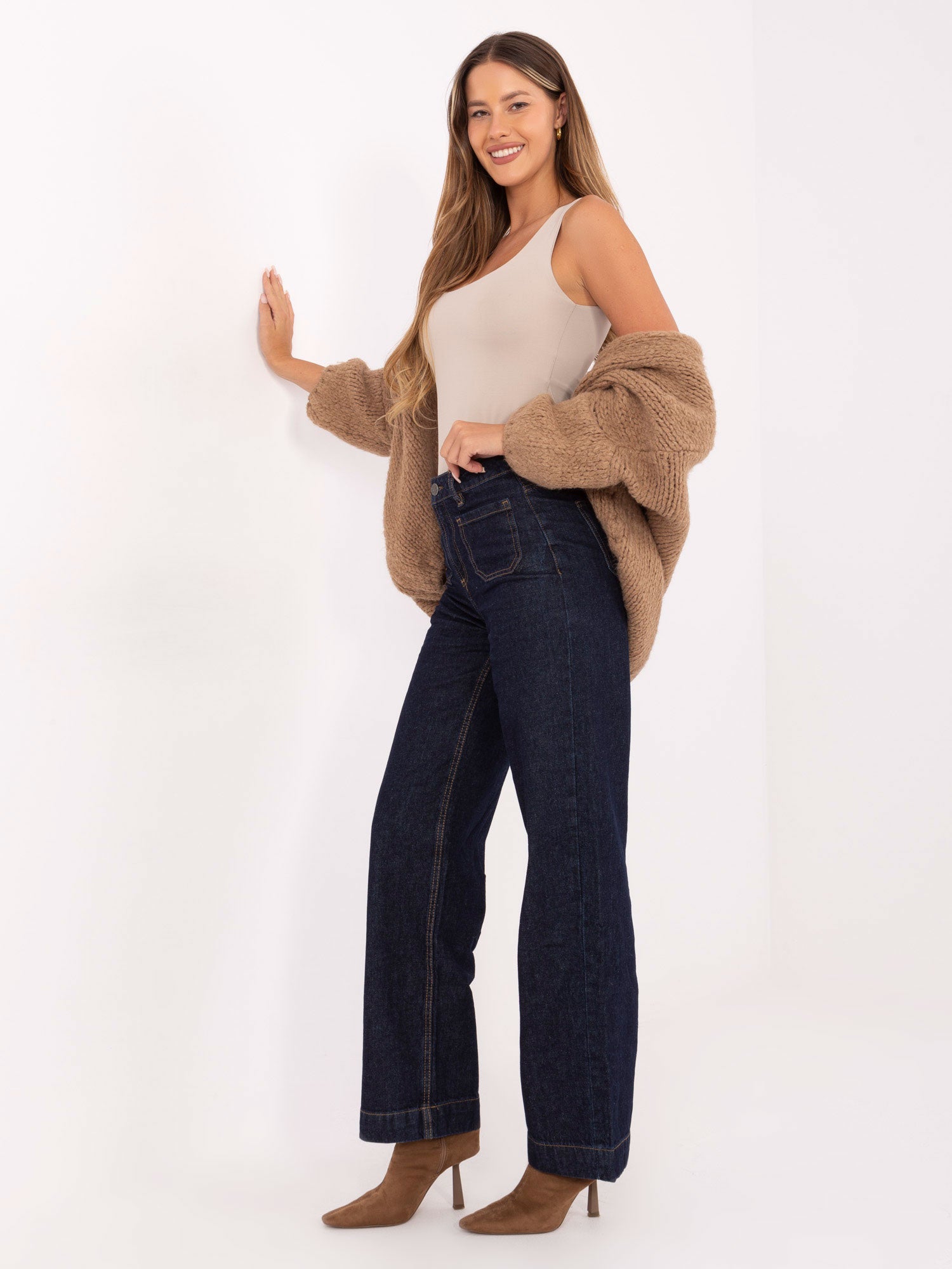 SUBLEVEL Granatowe jeansy typu relaxed fit