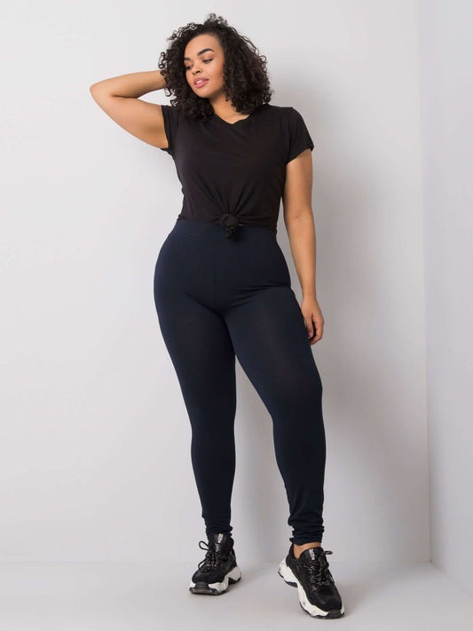 Granatowe bawełniane legginsy plus size