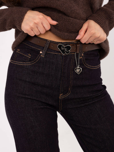 Granatowe damskie jeansy staight leg