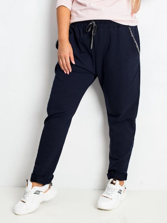 Granatowe bawełniane spodnie plus size